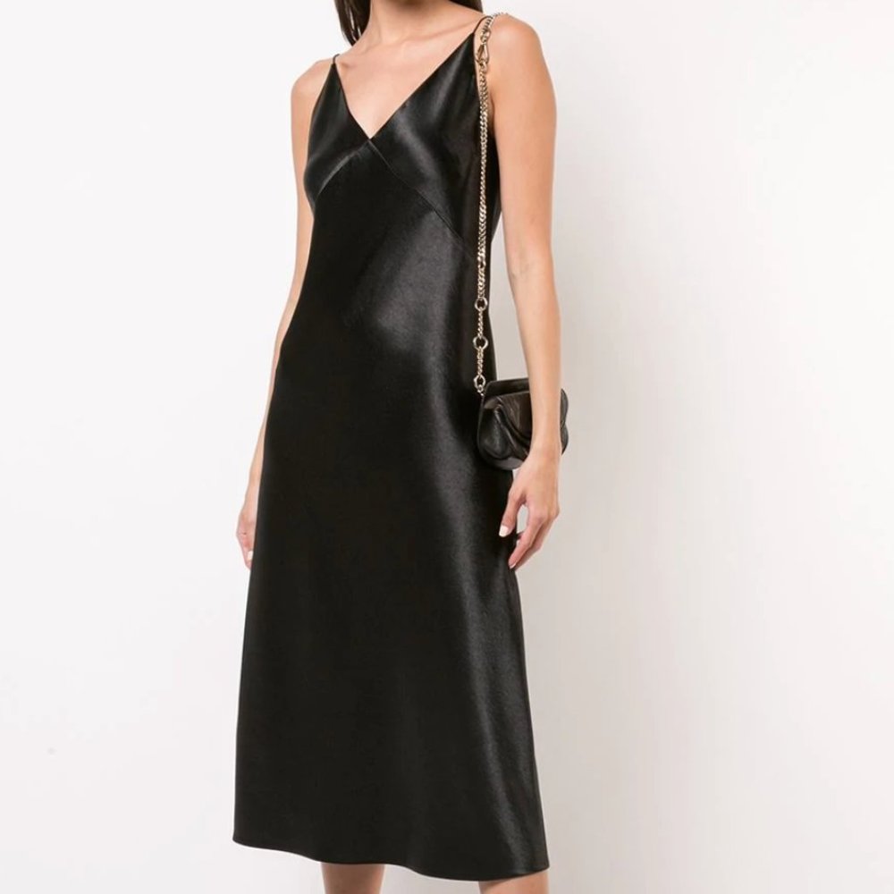 Vince Bias Cut Satin Midi Dress NWT